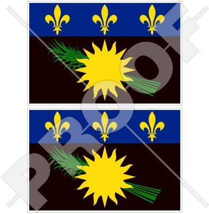 Guadeloupe Flagge (schwarz) Frankreich Gwadloup, Gwada Karibik 7,6 cm (75 mm) Bumper Sticker, Aufkleber Vinyl X2