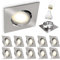 linovum 10er Set LED Einbaustrahler GU10 eckig & schwenkbar - Einbauleuchte Edelstahl Optik inkl. LED GU10 3W neutralweiß