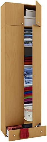 VCM Holz Kleiderschrank | Schrank mit 5 Fächer und Drehtüren | erweiterbar | Maße ca. B. 70 x H. 238 x T. 40 cm - Vandol Buche
