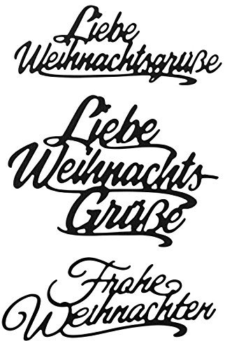 Ideen mit Herz Stanzschablonen, Wünsche & Gratulationen 8, 3cm bis 8,1cm, 3 Stück | Schriftzüge, Schriften, Weihnachten | Schablonen zum Gestalten von Grußkarten, Geschenken und vieles mehr