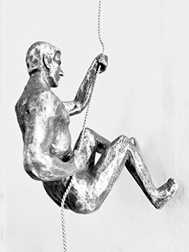 Haute Collage Skulptur Kletterer für Linkshänder, Antik-Silber, handgefertigt, mit Drahtseil