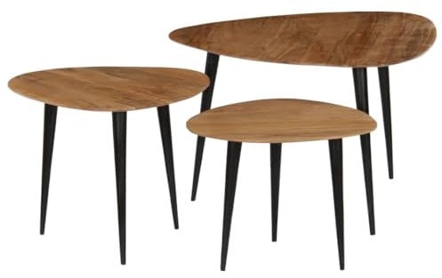 vidaXL Akazie Massiv 3X Couchtisch Beistelltisch Satztisch Sofatisch Holztisch