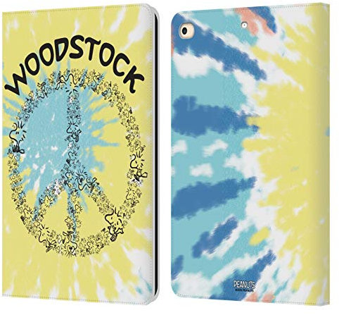 Head Case Designs Officially Licensed Peanuts Tie Dye Peace Sign Woodstock 50th Leather Wallet Case Compatible With Apple iPad 9.7 2017 / iPad 9.7 2018