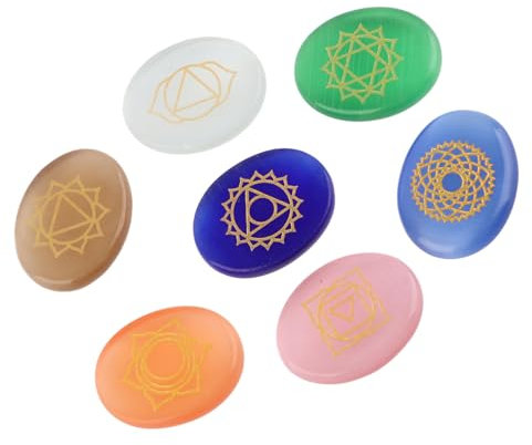 7 stück gravierte spirituelle heilung meditation palm pebble steine reiki chakra kristall balance chakren reiki ritual