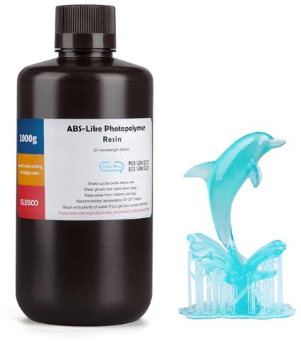 ELEGOO Résine ABS-Like d'Imprimante 3D LCD Résine à Photopolymérisation UV 405 nm Résine Photopolymère Standard pour Impression 3D LCD Bleu 1000g