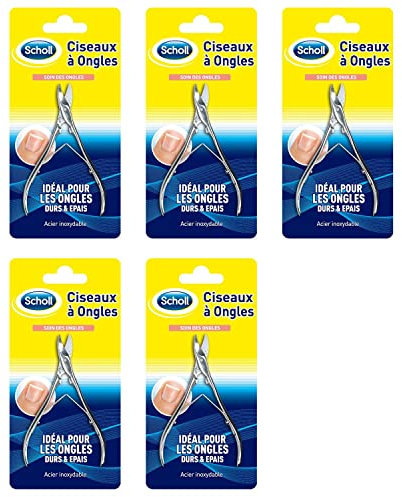SCHOLL Lot de 5 Ciseaux à Ongles de pieds Coupe Nette et Précise 11 cm