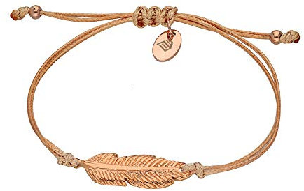 Max Palmer Armband mit Feder Anhänger [06.] - Band: beige | Anhänger: Rosegold