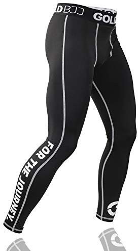 Gold BJJ Jiu Jitsu Spats - Base Layer for Gi and No-Gi Grappling - Martial Arts Pants (Full Length, Small)
