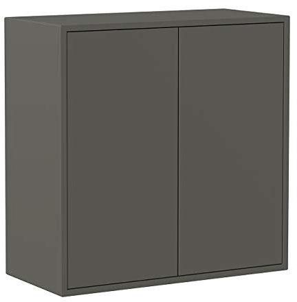 Iconico Home QBE Cubo da parete, 1 ripiano, con 2 ante apertura a pressione, Ingresso, Soggiorno, Camera da letto, Cameretta ragazzi, Studio, 75x35xh75 cm, Grigio scuro