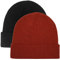 Paladoo Slouchy Winter Hats Knitted Beanie Caps Soft Warm Ski Hat (2pack Black/Rusty red)