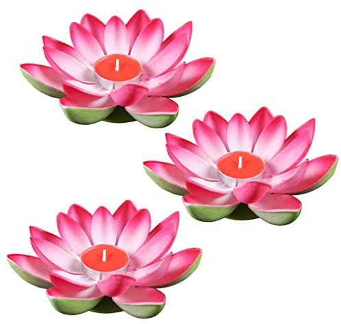Cabilock Schwimmkerzen Rosenform 3 Schwimmende Lotuslichter Die Seerosenkerzen Wünschen 15 cm Dekorative Kerzenlaterne für Halloween-Weihnachtsrot an Schwimmkerzen Blumenform