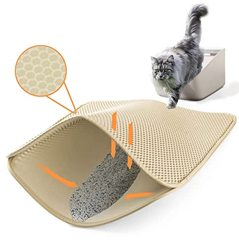 Ycozy Katzenklo Matte 60 x 40cm EVA Katzenstreu Matte für Toilette Unterleger Waben Katzenklo Vorleger Wasserdichte Leicht zu Reinigen