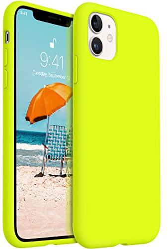AOTESIER Compatible with iPhone 11 Case, [Food Grade Silicone] Full Body Drop Shockproof Protection with Soft Anti-Scratch Lining Phone Cases for iPhone 11 6.1 inch, Neon Fluorescent Yellow