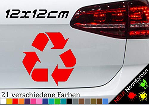 Recycling Symbol Aufkeber 12x12cm Logo Müll Abfall Sticker Friday for Future JDM in 21 Farben