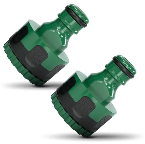 RASENWERK® - 2-in-1 Wasserhahn Verbinder für 1/2 Zoll und 3/4 Zoll - Wasserhahnaufsatz - Premium Hahnverbinder - Adapter Wasserhahn - 2 Stück