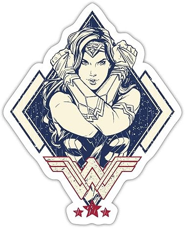 Spreadshirt Wonder Woman Gekreuzte Arme Pose Sticker, max. 10 x 10 cm, 10 x 10 cm, Mattweiß