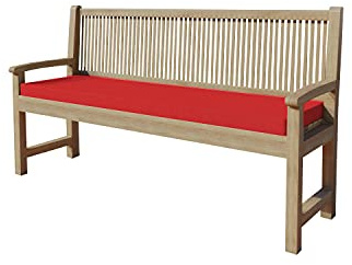 chilly pilley Bankkissen Bankauflage Polsterauflage Reißverschluss mit Schlaufen Kissen für Gartenbank Gartenbankauflage für Gartenmöbel Sitzkissen & Rückenkissen Outdoor (120 x 40 x 5 cm, Rot)