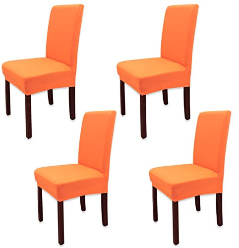 Leeyunbee Esszimmer Stuhlhussen 4er set, Abnehmbare Waschbar Elastische Moderne Beschützer Stuhlbezug, Dehnbare Stuhlhussen Für Hochzeit Partys Bankett Haus Esszimmer, Hotel, Restaurant Dekor (Orange)