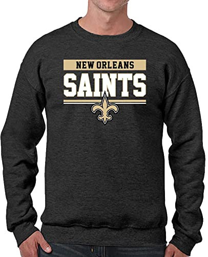 Team Fan Apparel NFL Adult Long Sleeve Team Block Charcoal Crewneck Sweatshirt - Stay Warm & Represent Your Team with Style