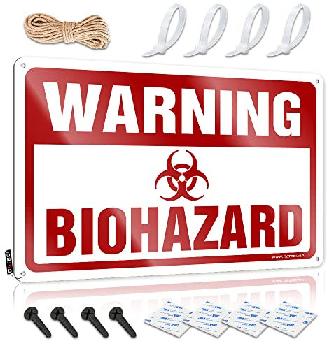 COTECI Warnschild für Halloween, Warnung, Biogefährdung, Metallschild, Barschilder für Zuhause, Bar, Wand, Größe: 30 x 40 cm