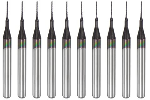 sourcing map End Mill CNC Router Bits, 0.5mm x 4mm 1/8 Shank Diamond Film Coated Carbide Engraving Bit Milling Cutter Right Hand for PCB Plastic Fiber Wood 10pcs