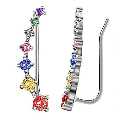 MenYiYDS Damen Ohrklemme Bogen mit Zirkonia Glitzer Strass mit 7 Zirkonia Strass Steinen Ear Cuff Ohrmanschette Ohrringe Ohrstecker Ohr Kletterer für Frauen Mädchen (Farbe)