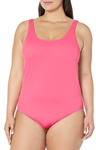Amazon Essentials Maillot de bain une pièce à couverture complète (grandes tailles disponibles) Femme, Rose Incandescent, 3XL Grande taille