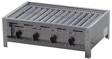 BSR-Grillen 4-flammiger Profi Gasgrill aus Edelstahl, stufenlos regelbar, Gasbräter, Gastrogrill, Gastrobräter mit Gasschlauch und Druckminderer (14,5 kW | Edelstahl Grillrost)