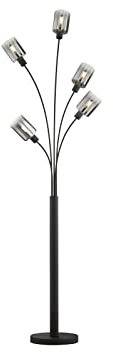 meineWunschleuchte Stehlampe 5flammig Schwarz mit Rauchglas - Höhe 171,5cm