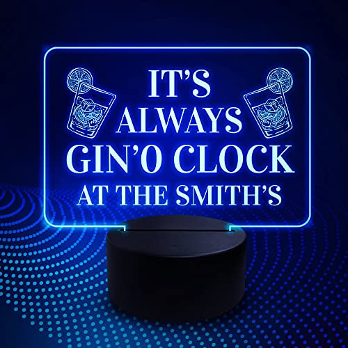 Red Ocean Personalised Gin Signs GIN O CLOCK Sign Gin And Tonic Neon Plaque Funny Alcohol Home Bar Sign Gin Party Gift
