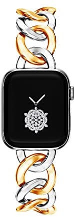 Kolgios Correa de repuesto para reloj inteligente de 38/40/41 mm, color dorado y plateado, de dos tonos, compatible con Apple Watch Series 9/8/7/6/SE/5 para iWatch 8/9, regalo para ella