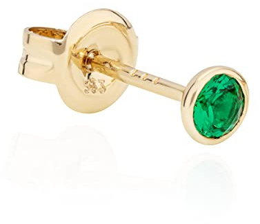 NKlaus Ohrstecker 333 Gelbgold, 8 Karat, mit Zirkonia, rund 3mm, 1 Stück | Kelchfassung; Butterfly-Verschluss; für Herren