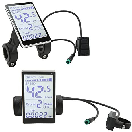 Yosoo Health Gear Écran LCD de Vélo électrique, 5 Broches 24V 36V 48V 60V Panneau de Commande D'affichage LCD de Vélo électrique étanche Universel pour Vélos électriques 31,8 22,2 Mm