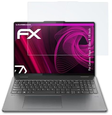atFoliX Glasfolie kompatibel mit Lenovo Yoga 7i Gen 8 16 Inch Panzerfolie, 9H Hybrid-Glass FX Schutzpanzer Folie