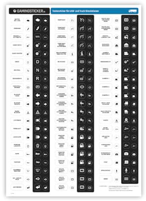 GAMINGSTICKER Tastensticker für LKW- und Truck-Simulationen - Sticker Aufkleber mit Icons/Symbolen für Tastenbelegung, PC- und Gaming-Zubehör