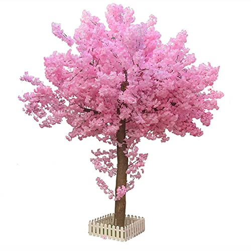 Künstliche Pflanze Baum Kirschbaum Kunstpflanze Groß Mit Echtholzstamm Ideal Für Die Innen Und Außen Koration,Rosa,1.8X1.4M