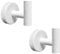 QNIIAED 2 Pcs Bathroom Towel Hook,Screw in Metal Coat Robe Hook SUS 304 Stainless Steel Heavy Duty Wall Door Hanger for Bathroom Kitchen Garage Home Hotel Office(White)