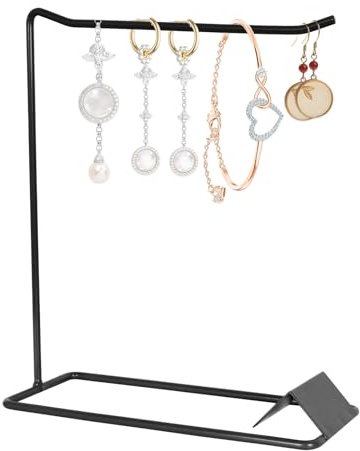 Mikihat Présentoir à Bijoux, Porte-Bijoux Métal, Présentoir de Collier, Boucle d'Oreille Présentoir, Organisateur de Bijoux, Suspendu Présentoir à Bijoux pour Bracelets Bagues Collier Montre (Noir)