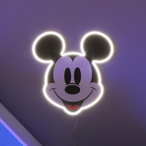Yellowpop Neonschilder, Disney Micky Maus bedruckt (Gesicht), Neonschilder für Wanddekoration, energieeffiziente LED-Neonlichter für alle Wände, einfach zu installierendes individuelles Neonschild und