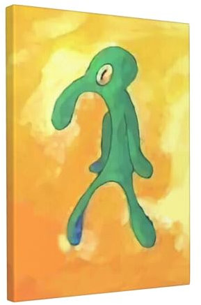 Gebiorty Thaddäus Gemälde Leinwand Bilder für Schlafzimmer - Lustige Squidward Painting mit Rahmen - Hauch von Tüll Bild - Tadeus Tentakel - Wasserfest - Tolles Geschenk - 30x40cm