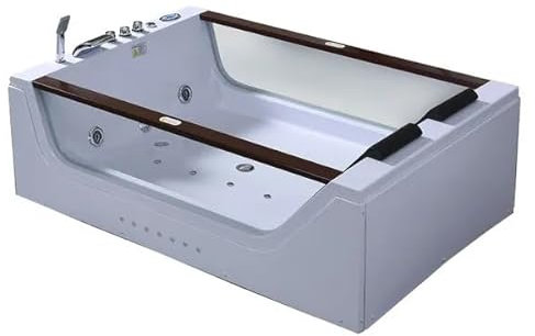 Bagno Italia Vasca da bagno idromassaggio rettangolare 180x120 cm 2 posti 18 getti vetri laterali
