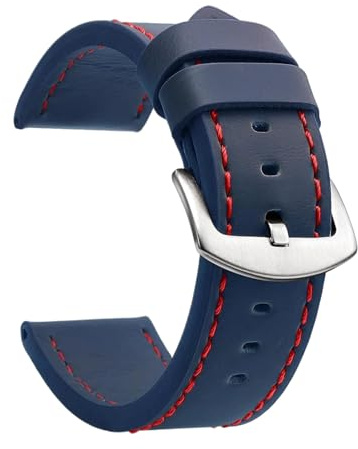 ZacLAy 18mm 20mm 22mm 24mm Uhrenarmband Sport Vintage Lederarmband Edelstahlschnalle