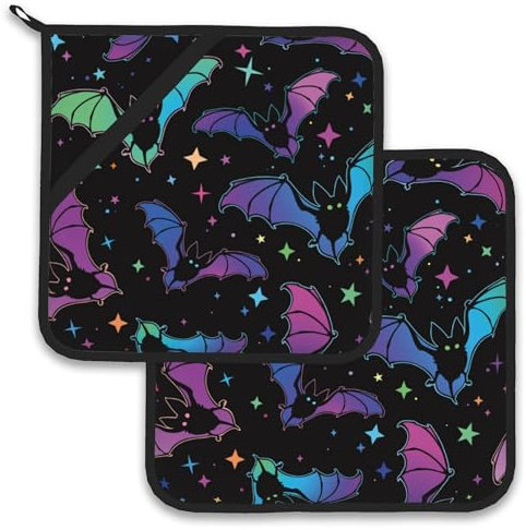 Magic Bat Pot Holder Set of 2,Heat Resistant Potholders Oven Hot Pads for Kitchen Cooking Baking BBQ