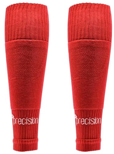 Precision Training Pro Junior Footless Sleeve Sport Socks, Stretch Fit, Compression Support for Football, Rugby and Hockey, Red, Sizes 12 Child UK - 6 UK