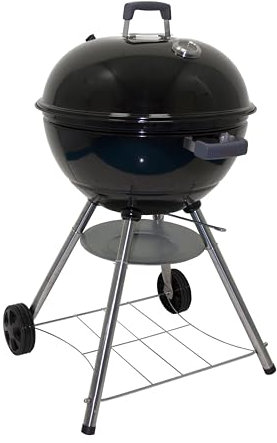 Megamaster 810-23003 Deluxe Holzkohle-Kugelgrill, 55,9 cm, 368 m² Garraum, perfekt für Kochen und Grillen, Grillen, Terrassen, Heckklappe, Schwarz