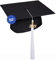 KEPI - Abschluss Hut, Doktorhut, Europäischer Hersteller, Graduation Hut im Universalgröße, Verstellbereich 54-61 cm, Quaste mit Datumsanhänger 2025, Abschlusshüte in 18 Farben - Weiß