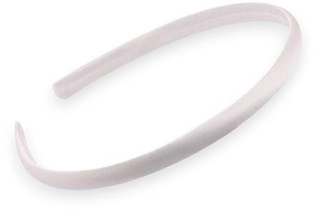 Generic Serre-tête fin recouvert de satin uni dans des tons pastels 1 cm (Blanc)