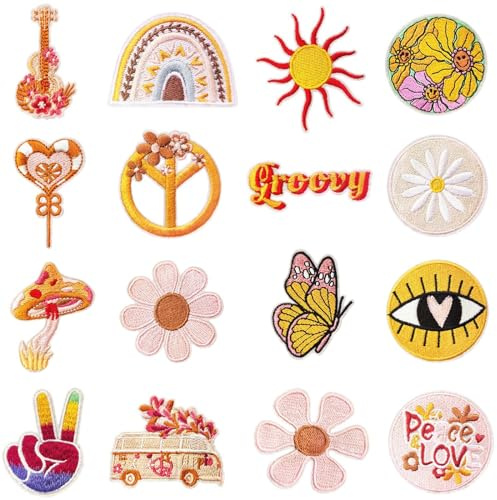16 Pièces Thermocollant Patch, Patches à Repasser, Kit Patchs de Réparation pour Coudre Sur Vêtements Sac À Dos Vestes Jeans Chemise Bricolage