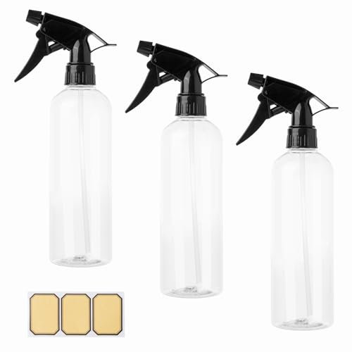 3 Pièces 500 Ml Flacons Pulvérisateur Vide, Vaporisateur Plante Et étiquettes Inscriptibles, Flacons Pulvérisation Plastique Réutilisable Pour Nettoyage Plantes Jardinage Coiffeur