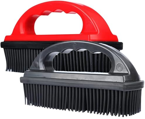 Godiyyer Rubber Pet Cat Dog Hair Removal Brush Lint & Hair Remover Brush,Silicone Lint and Debris Remover for Cleaning, Grooming and Fur Removal, Home,(Red&Black)